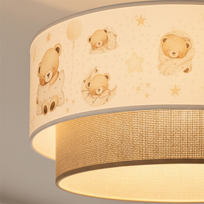 Brilagi-LED kinderplafonnière BOBO 1xE27/60W/230V Ø 40 cm wit/beige/beer