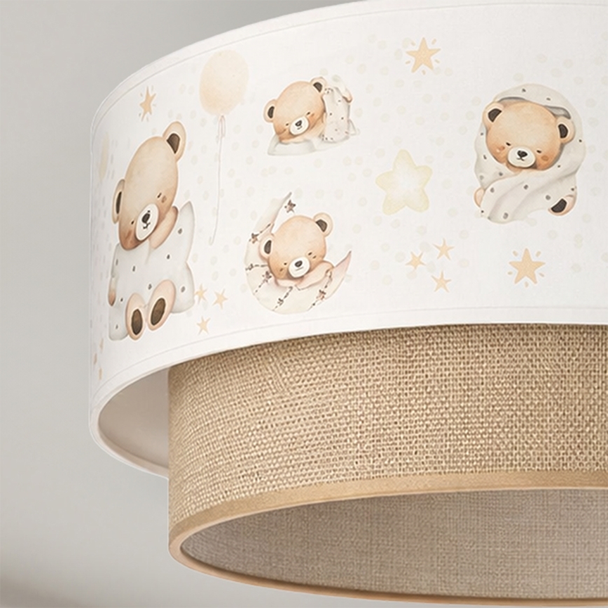 Brilagi-LED kinderplafonnière BOBO 1xE27/60W/230V Ø 40 cm wit/beige/beer