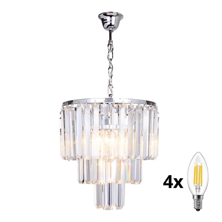 Brilagi - LED Kristallen hanglamp aan een ketting MOZART 4xE14/40W/230V glanzend chroom
