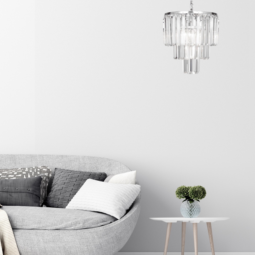Brilagi - LED Kristallen hanglamp aan een ketting MOZART 4xE14/40W/230V glanzend chroom