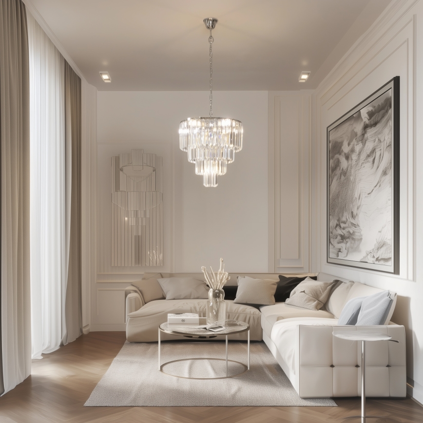 Brilagi - LED Kristallen hanglamp aan een ketting MOZART 5xE14/40W/230V glanzend chroom