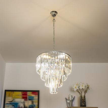 Brilagi - LED Kristallen hanglamp aan een ketting MOZART 5xE14/40W/230V glanzend chroom