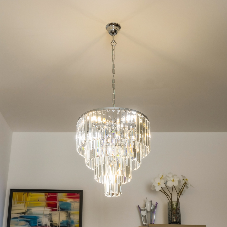 Brilagi - LED Kristallen hanglamp aan een ketting MOZART 5xE14/40W/230V glanzend chroom