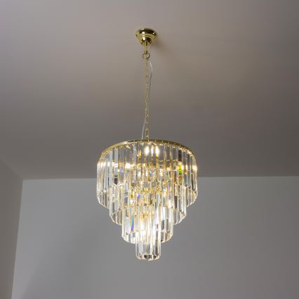 Brilagi - LED Kristallen hanglamp aan een ketting MOZART 5xE14/40W/230V goud