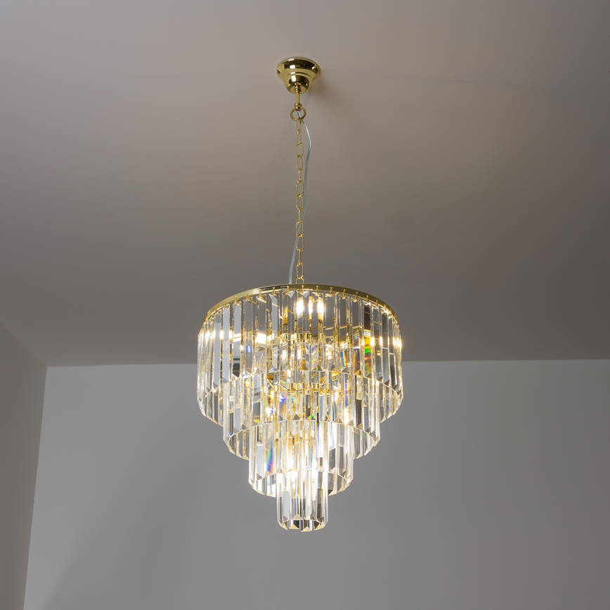 Brilagi - LED Kristallen hanglamp aan een ketting MOZART 5xE14/40W/230V goud