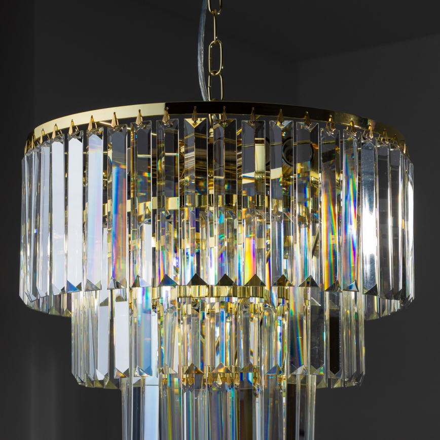 Brilagi - LED Kristallen hanglamp aan een ketting MOZART 5xE14/40W/230V goud
