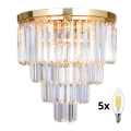 Brilagi - LED Kristallen plafondlamp MOZART 5xE14/40W/230V goud