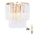 Brilagi - LED Kristallen wandlamp MOZART 2xE14/40W/230V goud