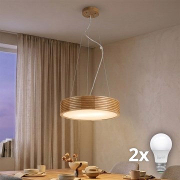 Brilagi - LED-kroonluchter aan kabel CARVALHO MODERN 2xE27/60W/230V eiken Ø 37,5 cm