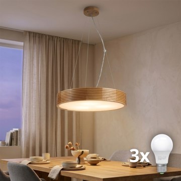 Brilagi - LED-kroonluchter aan kabel CARVALHO MODERN 3xE27/60W/230V eiken Ø 47,5 cm