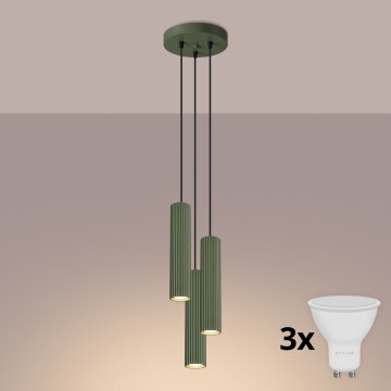Brilagi - LED-kroonluchter aan kabel CRESTO 3xGU10/10W/230V groen