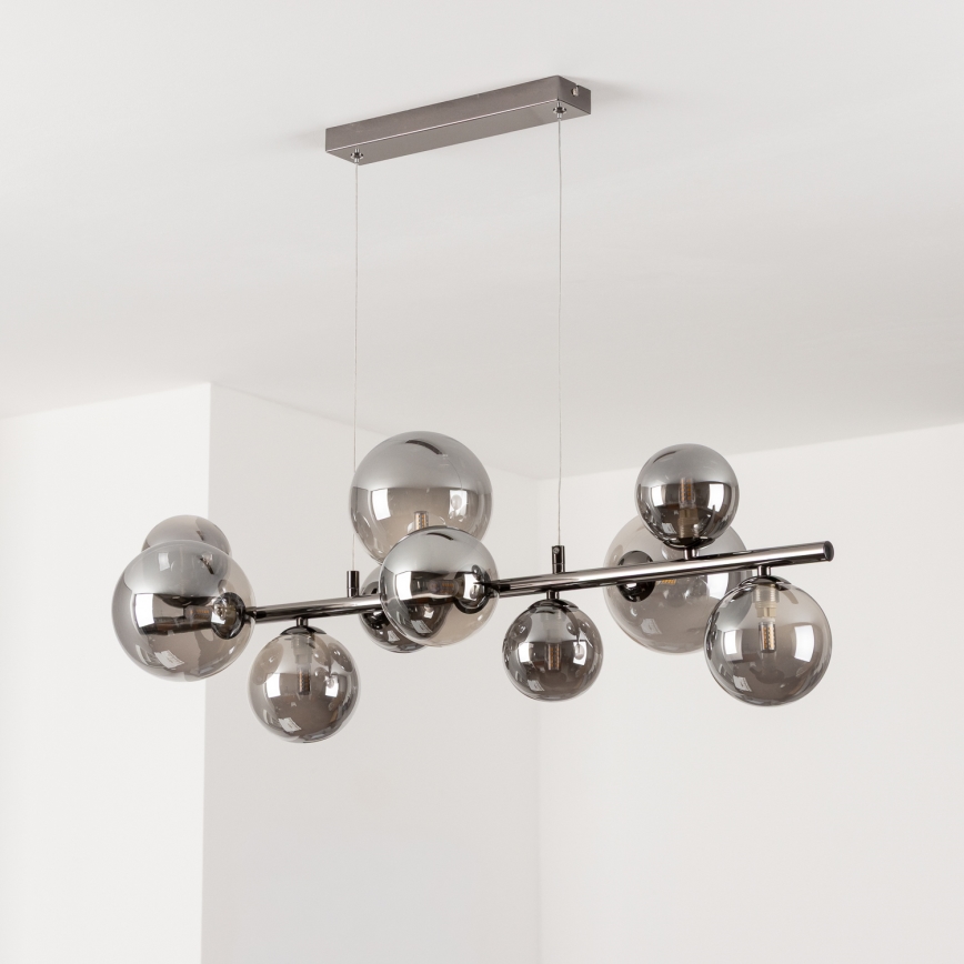 Brilagi - LED-kroonluchter aan kabel MILLA 10xG9/3W/230V zwart chroom/gerookt glas