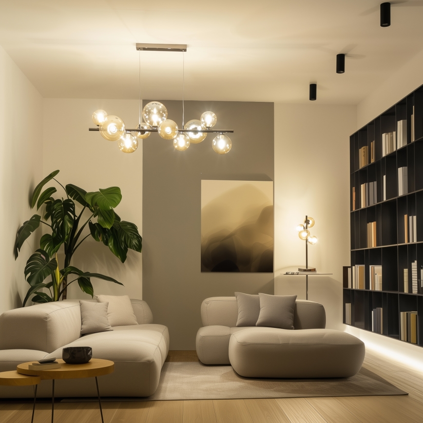 Brilagi - LED-kroonluchter aan kabel MILLA 10xG9/3W/230V zwart chroom/goud