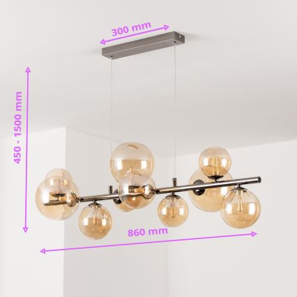 Brilagi - LED-kroonluchter aan kabel MILLA 10xG9/3W/230V zwart chroom/goud