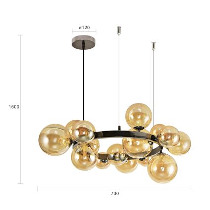 Brilagi - LED-kroonluchter aan kabel MILLA 15xG9/3W/230V zwart chroom/goud