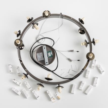 Brilagi - LED-kroonluchter aan kabel MILLA 15xG9/3W/230V zwart-chroom/wit