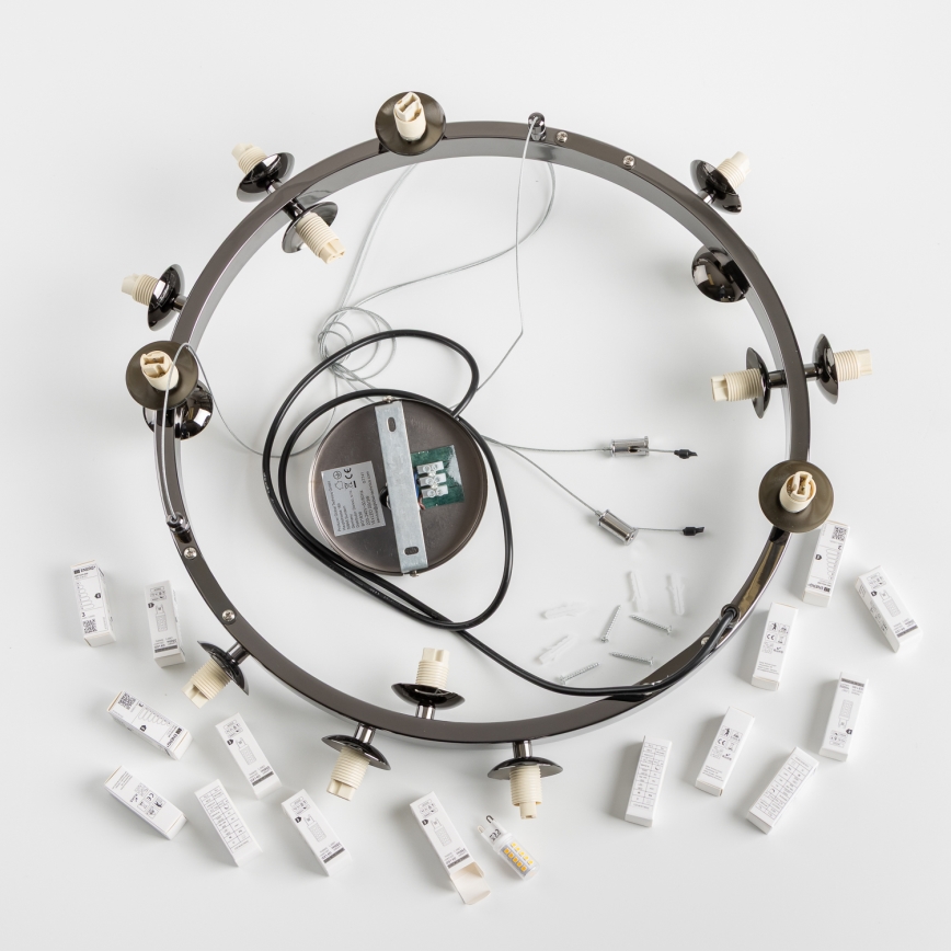 Brilagi - LED-kroonluchter aan kabel MILLA 15xG9/3W/230V zwart-chroom/wit