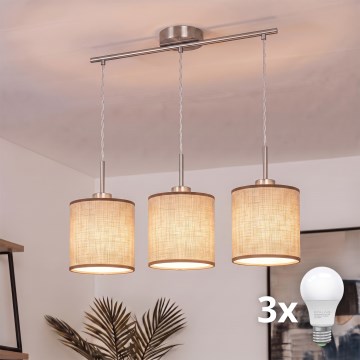 Brilagi - LED-kroonluchter aan kabel NUBILA 3xE27/60W/230V bruin