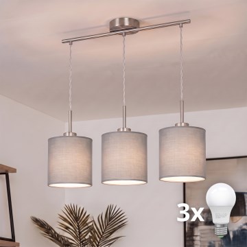 Brilagi - LED-kroonluchter aan kabel NUBILA 3xE27/60W/230V lichtgrijs