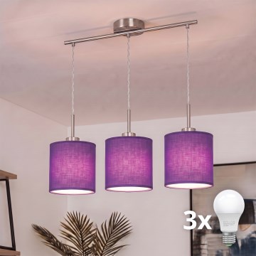 Brilagi - LED-kroonluchter aan kabel NUBILA 3xE27/60W/230V paars