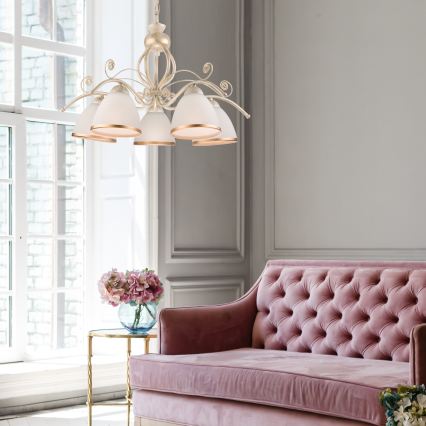 Brilagi - LED-kroonluchter aan ketting ANTICO 5xE27/60W/230V 3000K witte patina