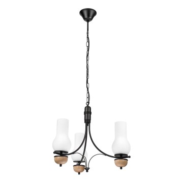 Brilagi - LED-kroonluchter COTTAGE met ketting 3xE14/40W/230V eiken/zwart/wit