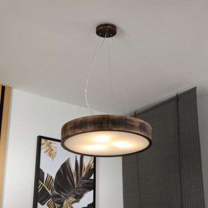 Brilagi - LED-kroonluchter met kabel CARVALHO SMOKEY 3xE27/60W/230V eiken Ø 47,5 cm