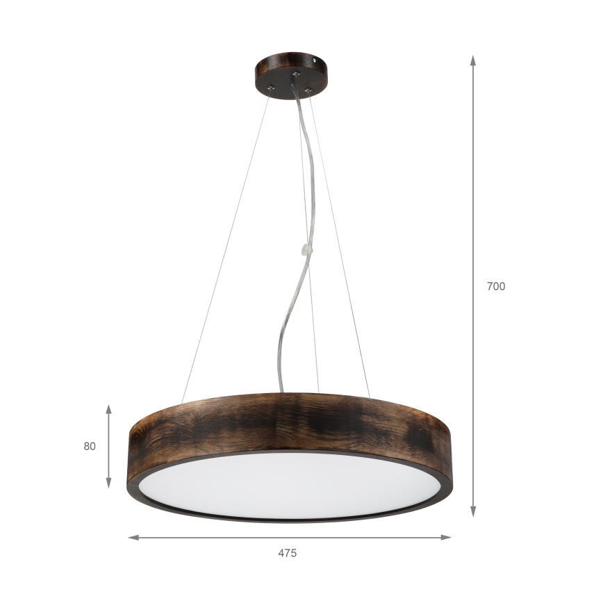 Brilagi - LED-kroonluchter met kabel CARVALHO SMOKEY 3xE27/60W/230V eiken Ø 47,5 cm