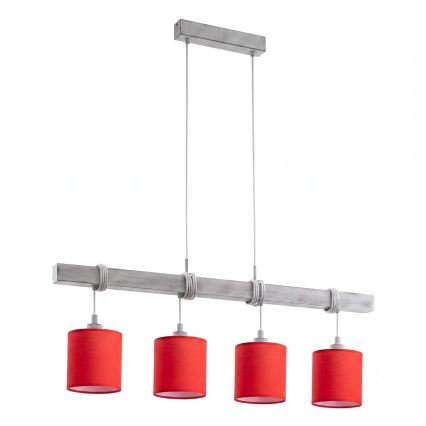 Brilagi - LED-kroonluchter met kabel NUBILA 4xE27/60W/230V grijs/rood