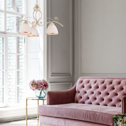 Brilagi - LED-kroonluchter met ketting ANTICO 3xE27/60W/230V 3000K witte patina