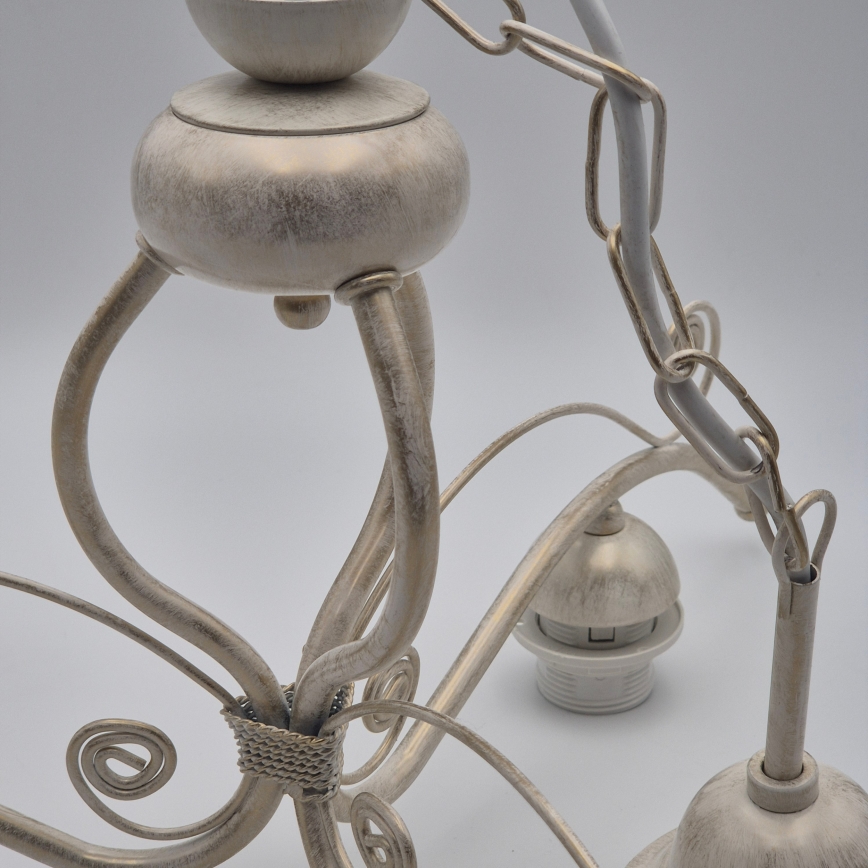 Brilagi - LED-kroonluchter met ketting ANTICO 3xE27/60W/230V 3000K witte patina