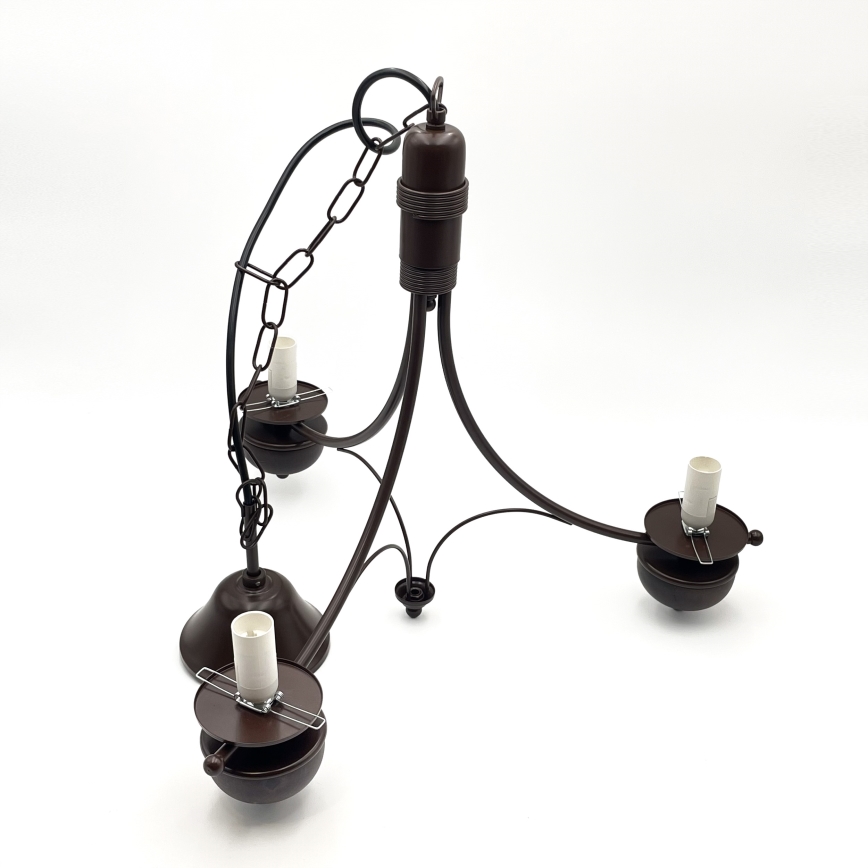 Brilagi - LED-kroonluchter met ketting COTTAGE 3xE14/40W/230V beuken/bruin/rookbeige