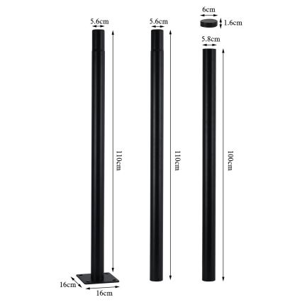 Brilagi - Lampadaire LED d'extérieur avec mât 3 m URBANSPARK LED/60W/230V, noir, IP65