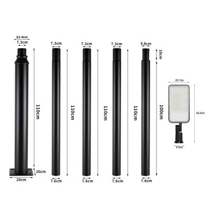 Brilagi - Lampadaire LED d'extérieur avec mât articulé de 5 m URBANLIGHT LED/200W/230V noir IP65