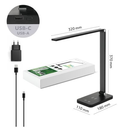 BRILAGI - Lampe de table tactile LED dimmable avec charge sans fil QI MODO CHARGE LED/7W/5V 3000/4000/6000K noire
