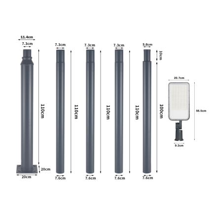 Brilagi - Lampadaire de rue LED d'extérieur avec mât articulé 5 m URBANLIGHT LED/200W/230V anthracite IP65