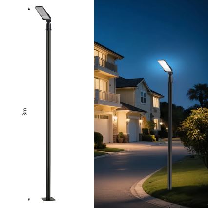 Brilagi - Lampe LED d'extérieur pour voirie avec mât de 3 m et bras articulé URBANLIGHT LED/50W/230V noir IP65