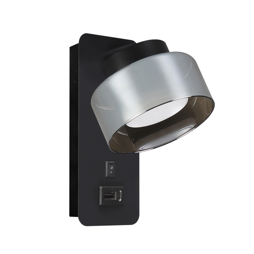 Brilagi - LED Lampe murale avec port USB AURA LUX 1xGX53/30W/230V noire/fumée