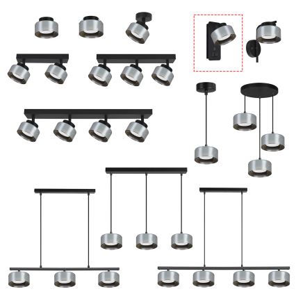 Brilagi - LED Lampe murale avec port USB AURA LUX 1xGX53/30W/230V noire/fumée