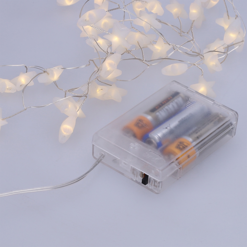 Brilagi - LED-lichtsnoer 40xLED/3xAA 1,8m warm wit sterren