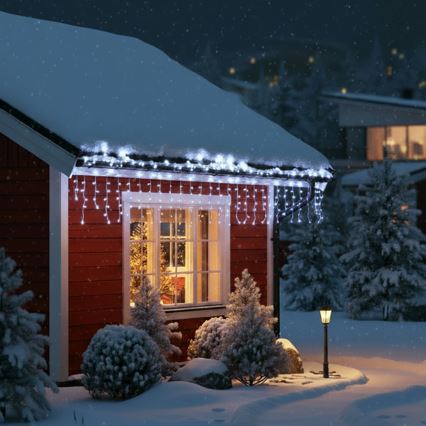 Brilagi - LED buitenlichtsnoer 200xLED/8 functies 13m IP44 koud wit ijspegelverlichting