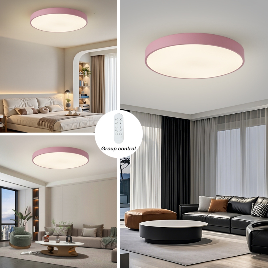 Brilagi - Luminaire LED dimmable POOL SMART LED/100W/230V Ø 80 cm Wi-Fi Tuya + télécommande rose