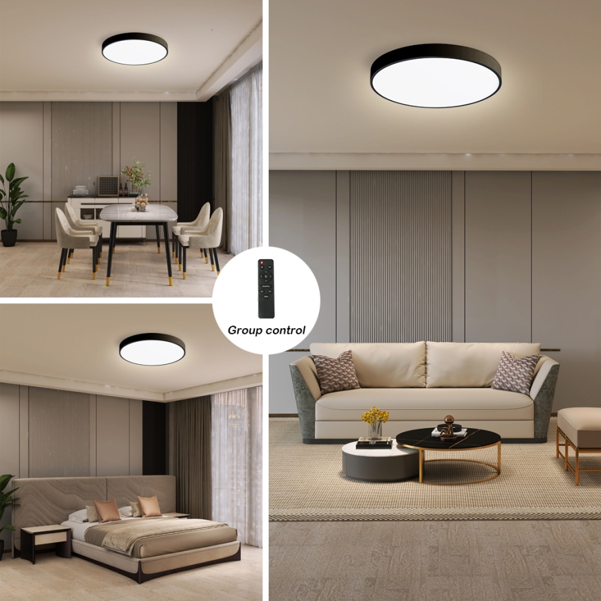 Brilagi - Plafonnier LED dimmable POOL SMART LED/48W/230V 40 cm 3000-6000K Wi-Fi Tuya + télécommande noir
