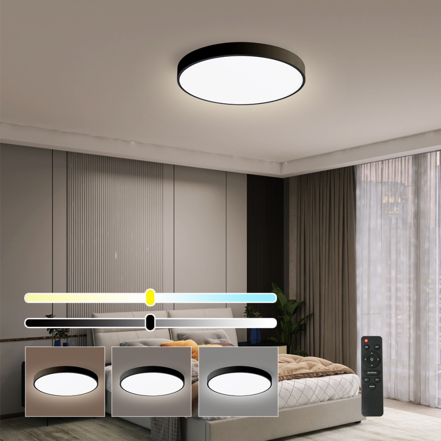 Brilagi - Plafonnier LED dimmable POOL SMART LED/48W/230V 40 cm 3000-6000K Wi-Fi Tuya + télécommande noir