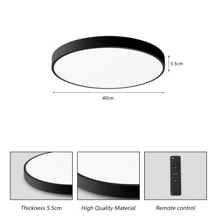 Brilagi - Plafonnier LED dimmable POOL SMART LED/48W/230V 40 cm 3000-6000K Wi-Fi Tuya + télécommande noir