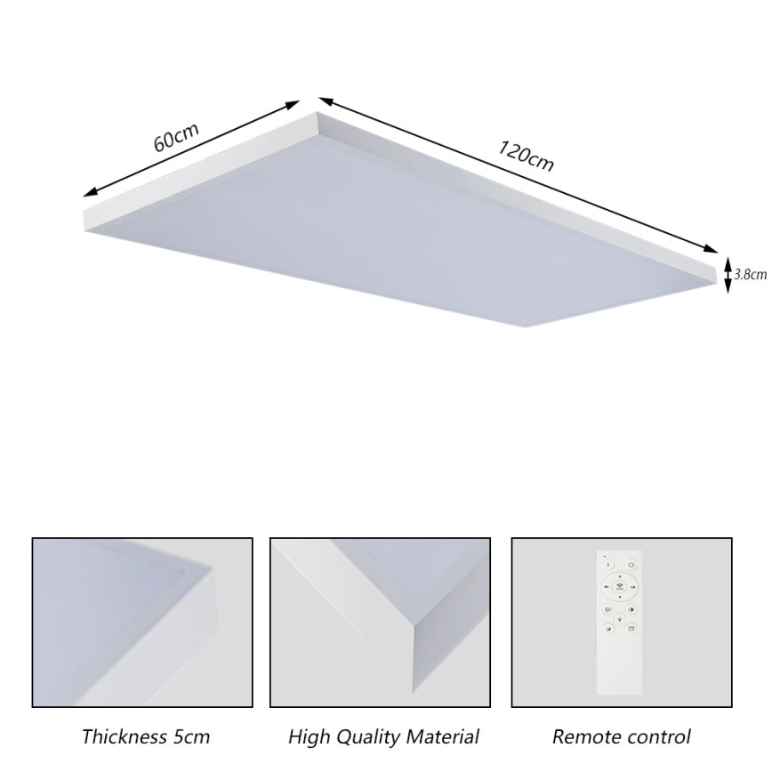 Brilagi - Plafonnier LED dimmable pour salle de bains FRAME SMART LED/96W/230V 120x60 cm 3000-6000K IP44 blanc + télécommande