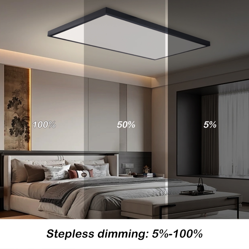 Brilagi - Plafonnier de salle de bains LED dimmable FRAME SMART LED/96W/230V 120x60 cm 3000-6000K IP44 noir + télécommande