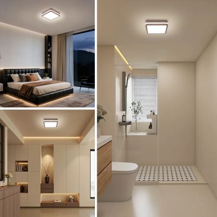 Brilagi - Plafonnier LED d'extérieur BENE avec capteur LED/18W/230V 21,5x21,5 cm marron IP54