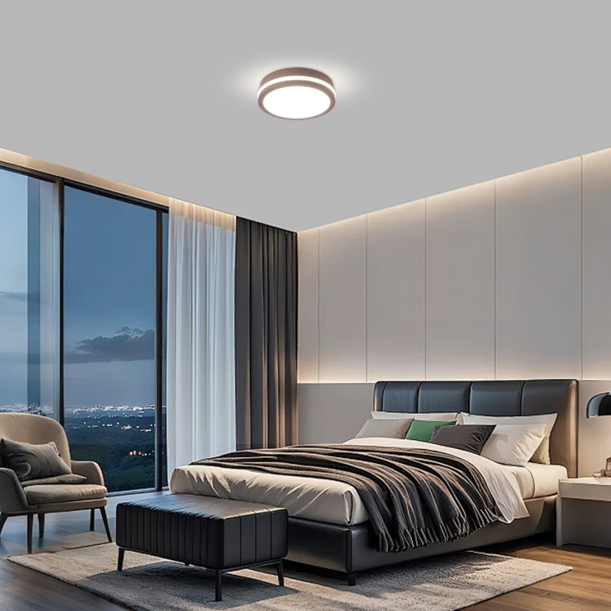 Brilagi - Plafonnier extérieur LED avec détecteur BENE LED/18W/230V Ø 21,5 cm marron IP54