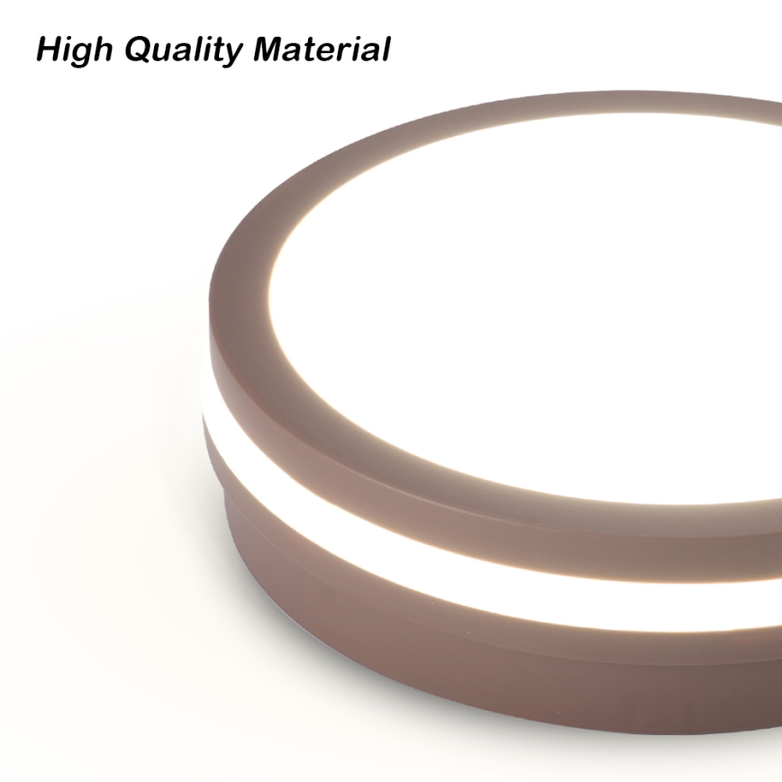 Brilagi - Plafonnier extérieur LED avec détecteur BENE LED/18W/230V Ø 21,5 cm marron IP54